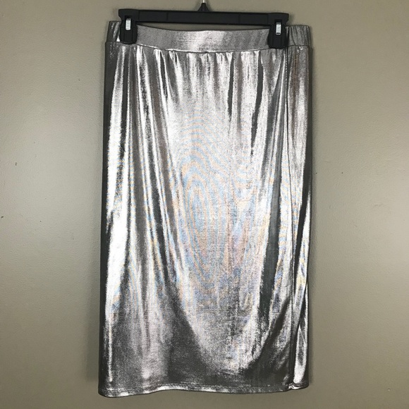 Rachel Roy Silver Metallic Party midi Pencil Skirt - Picture 2 of 5